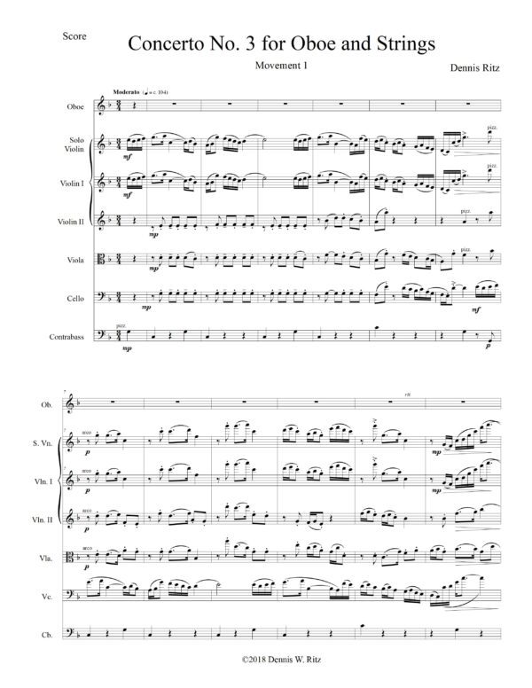 Concerto No. 3 for Oboe and Strings Movement 1