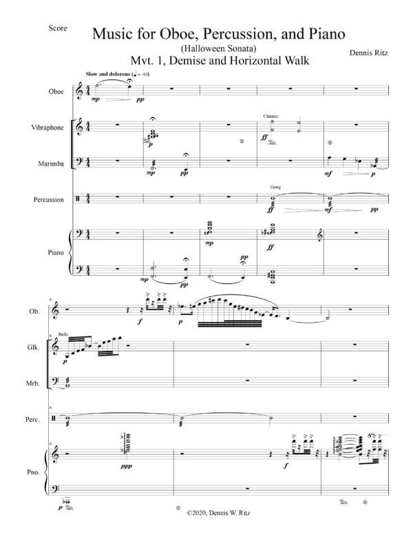 Music for Oboe, Percussion, and Piano – Demise and Horizontal Walk musical composition