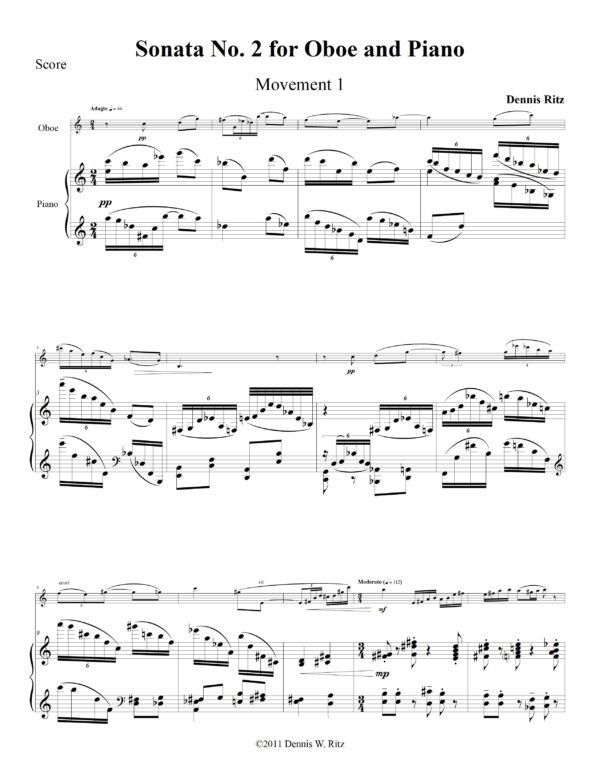 Sonata No. 2 for Oboe and Piano Movement 1