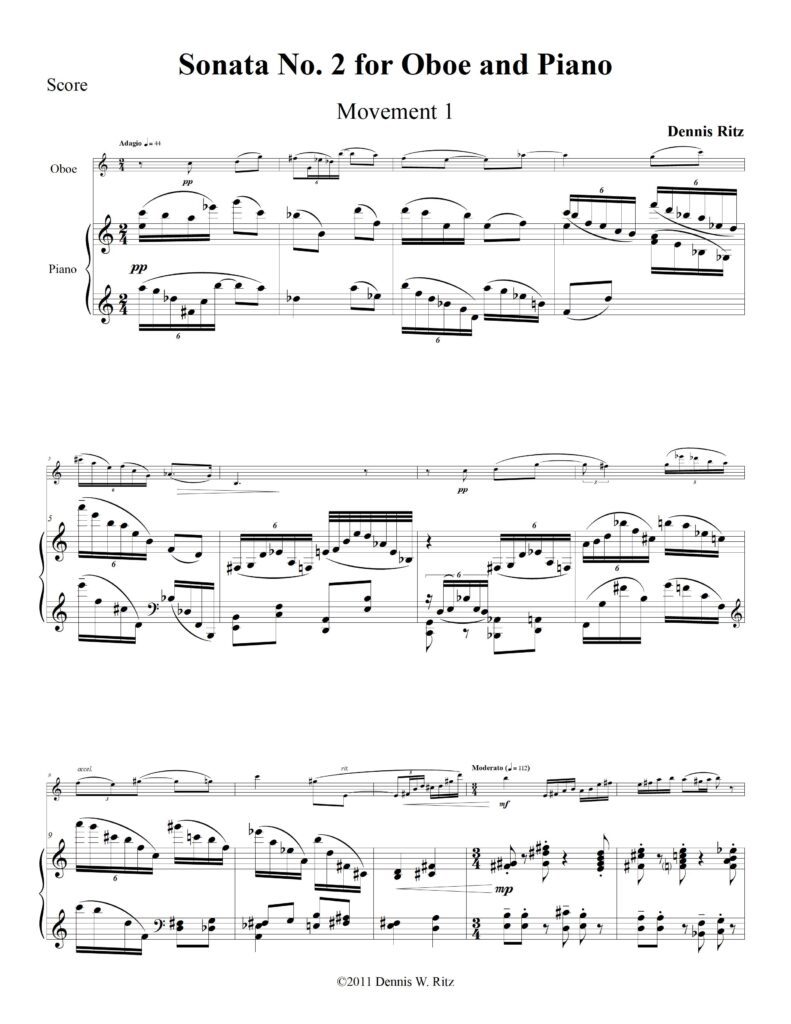 Sonata No. 2 for Oboe and Piano Movement 1