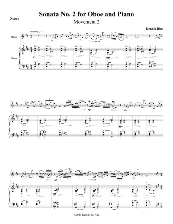 Sonata No. 2 for Oboe and Piano Movement 2