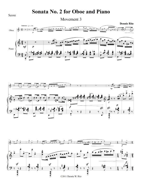 Sonata No. 2 for Oboe and Piano Movement 3