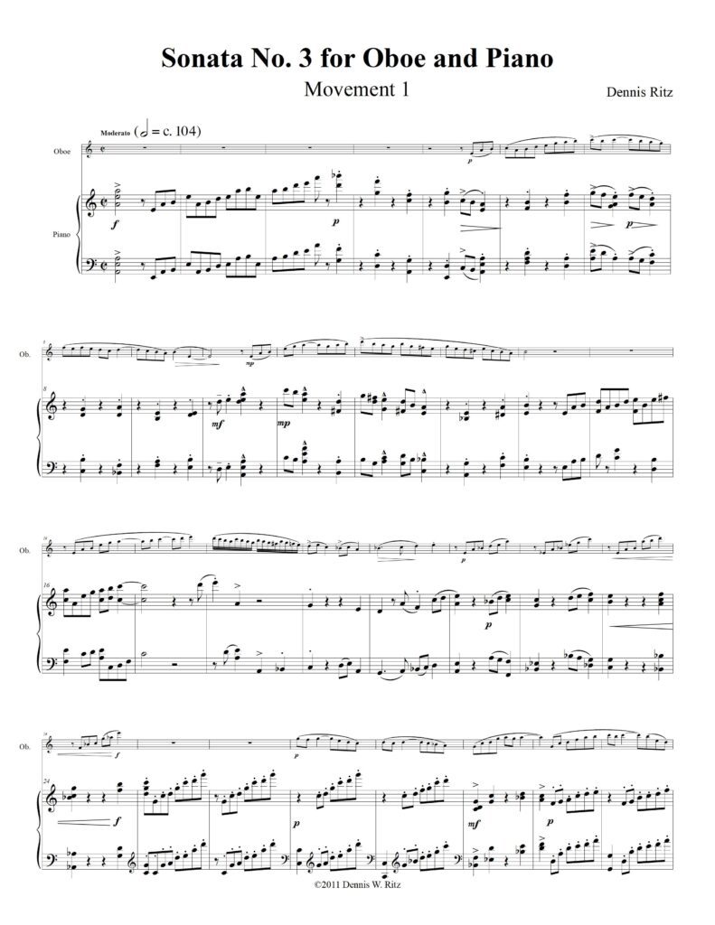 Sonata No. 3 for Oboe and Piano Movement 1