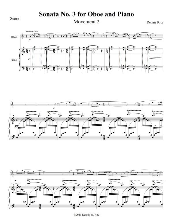 Sonata No. 3 for Oboe and Piano Movement 2