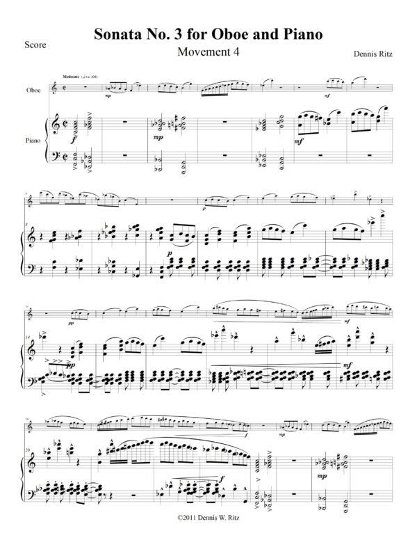 Sonata No. 3 for Oboe and Piano Movement 4