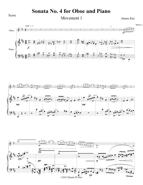 Sonata No. 4 for Oboe and Piano Movement 1