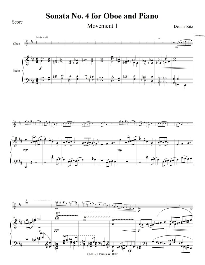 Sonata No. 4 for Oboe and Piano Movement 1