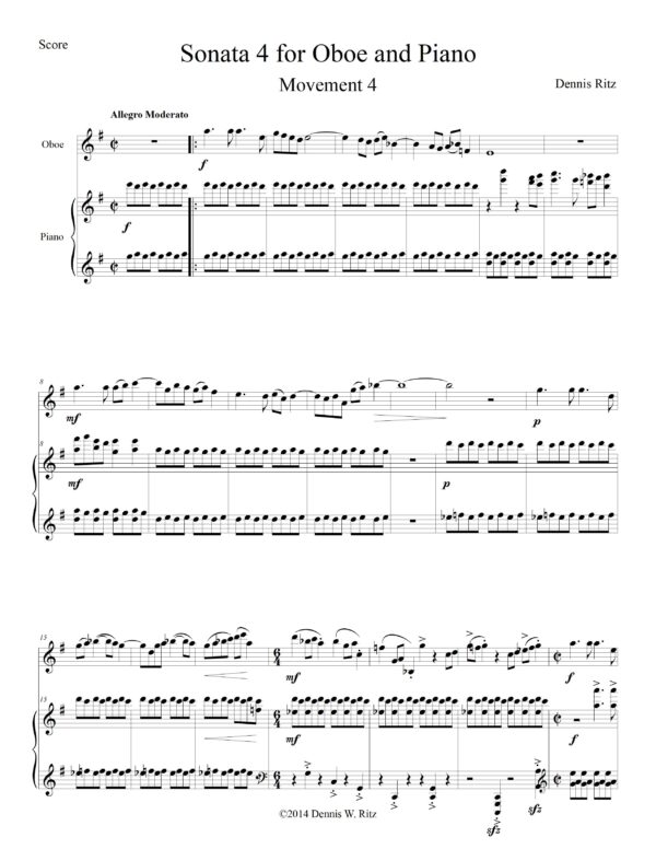 Sonata No. 4 for Oboe and Piano Movement 4