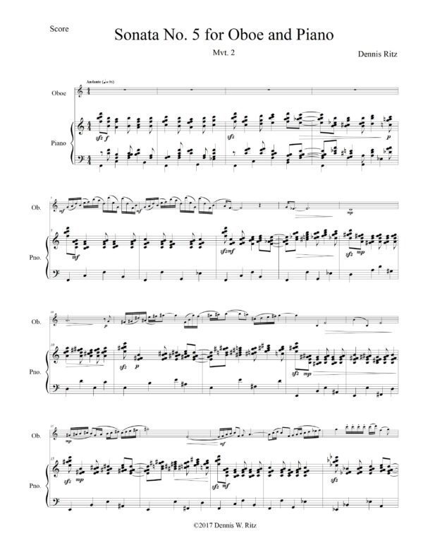 Sonata No. 5 for Oboe and Piano Movement 2