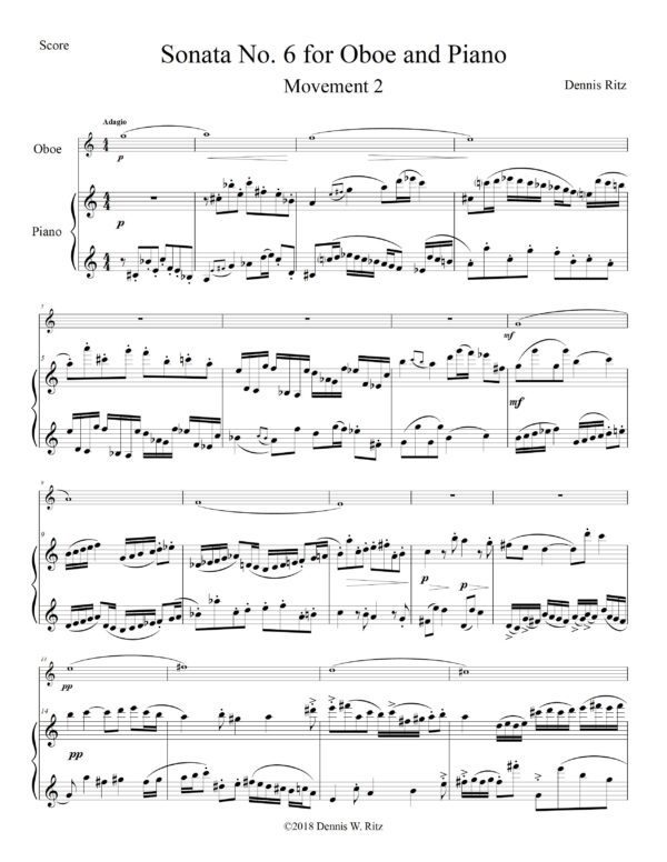 Sonata No. 6 for Oboe and Piano Movement 2