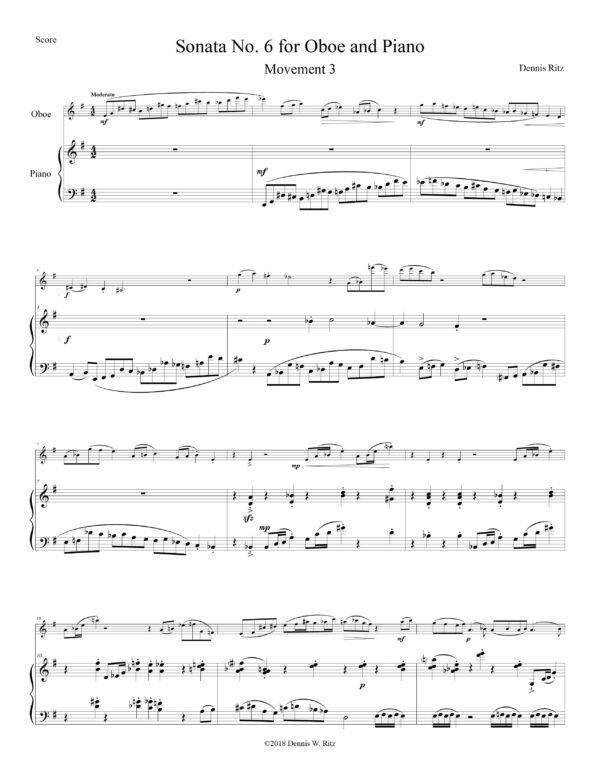 Sonata No. 6 for Oboe and Piano Movement 3