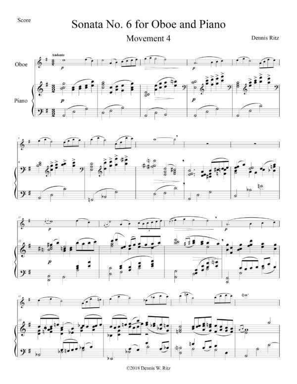 Sonata No. 6 for Oboe and Piano Movement 4