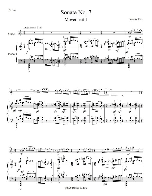 Sonata No. 7 for Oboe and Piano Movement 1