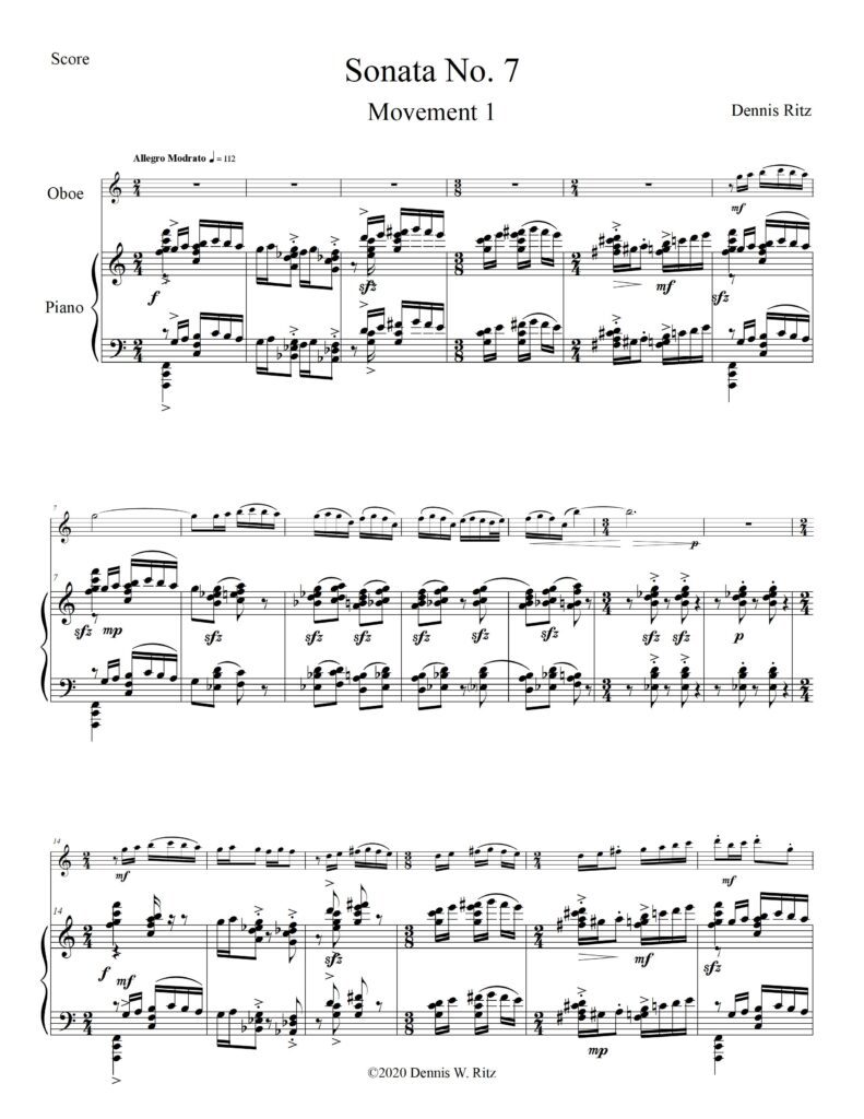 Sonata No. 7 for Oboe and Piano Movement 1