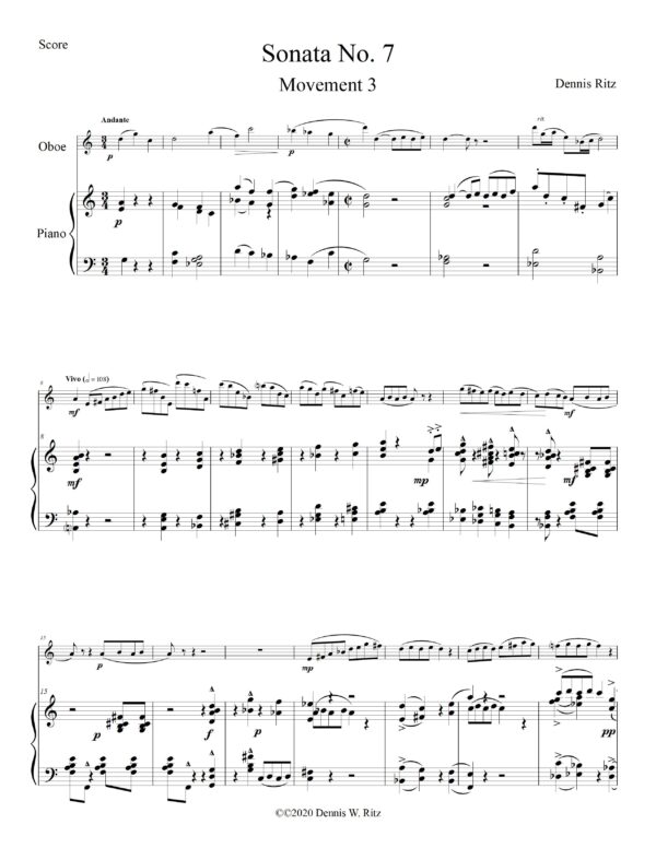 Sonata No. 7 for Oboe and Piano Movement 3