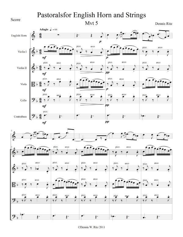 “Pastorals for English Horn and Strings” sheet