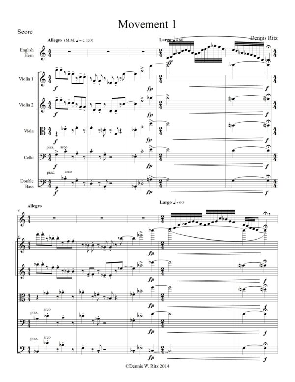 Concertino for English Horn and Strings - Score