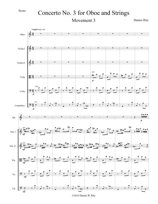 Concerto No. 3 for Oboe and Strings Movement 3