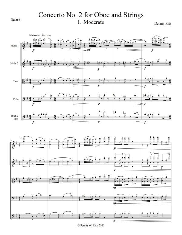 Concerto No. 2 for Oboe and Strings – Movement 1 Moderato musical composition