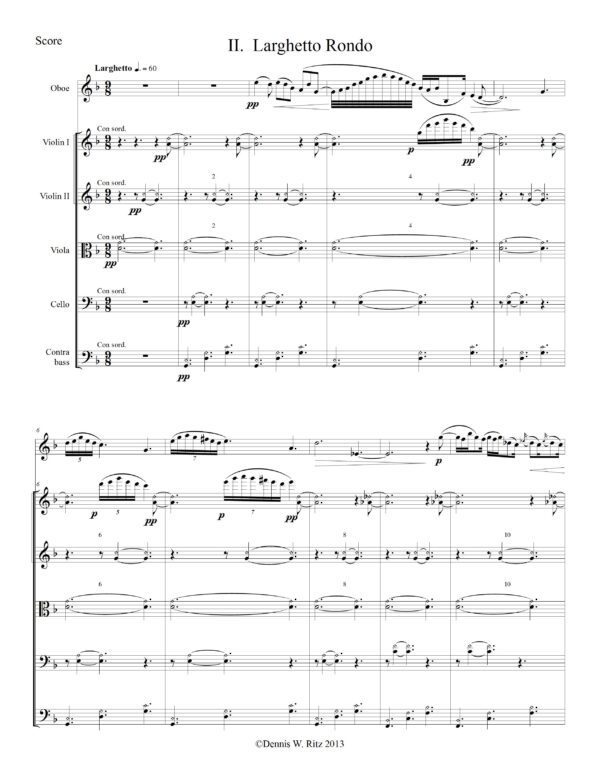 Concerto No. 2 for Oboe and Strings – Movement 2 Larghetto Rondo musical composition