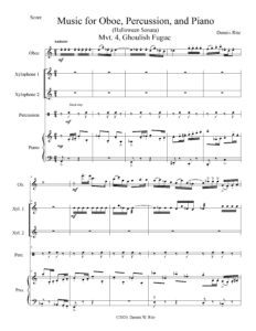 Music for Oboe, Percussion, and Piano – Ghoulish Fugue musical composition