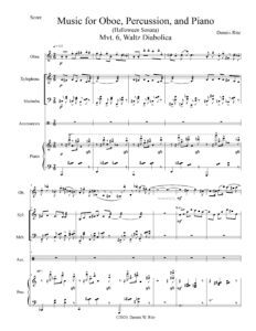 Music for Oboe, Percussion, and Piano – Waltz Diabolica musical composition