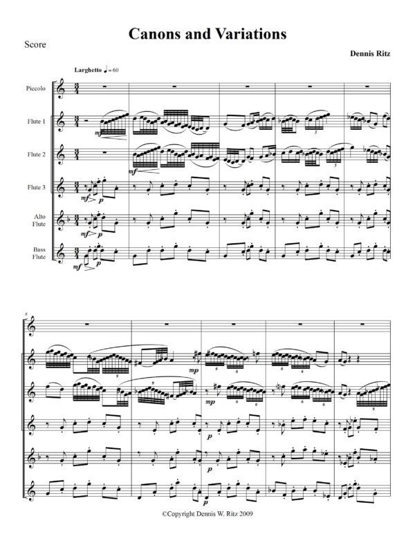 “Canons and Variations” musical score