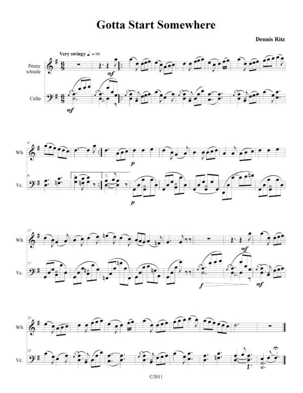 “Gotta Start Somewhere” sheet music