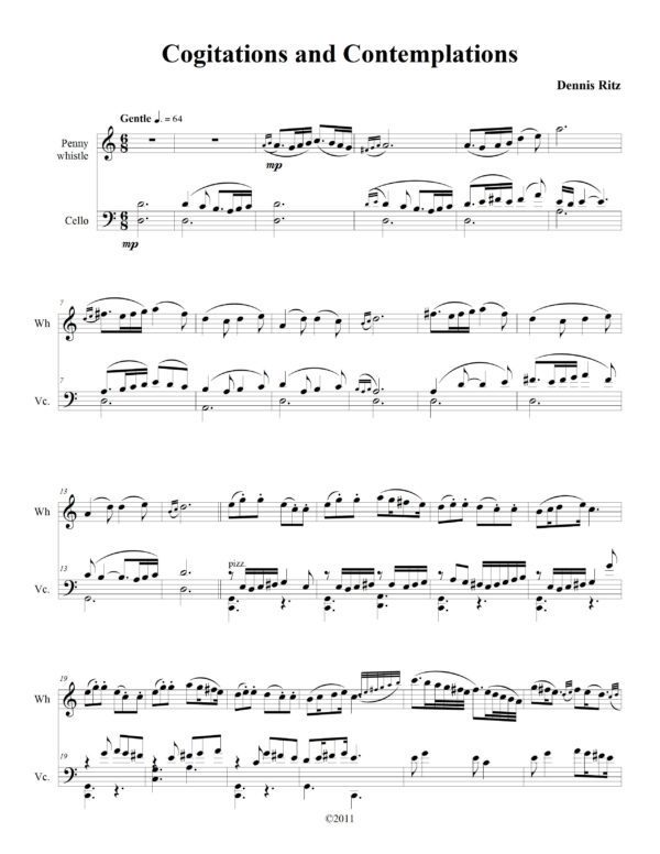 Sheet music of “Cogitations and Contemplations”