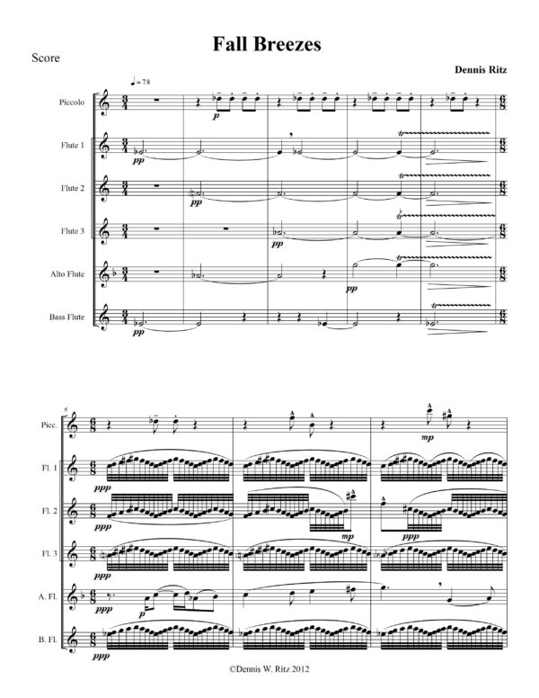 “Fall Breezes” musical score