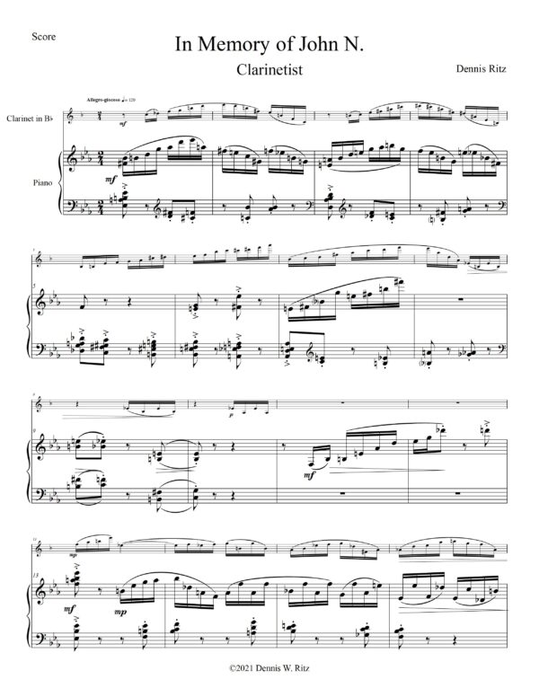 Musical sheet of “In Memory of John N.”