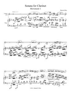 “Sonats for Clarinet Movement One” music score