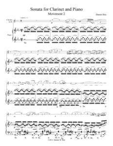 “Sonats for Clarinet Movement Two” music score