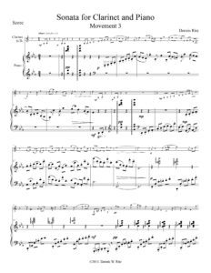 “Sonats for Clarinet Movement Three” music score