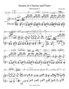 “Sonats for Clarinet Movement Four” music score