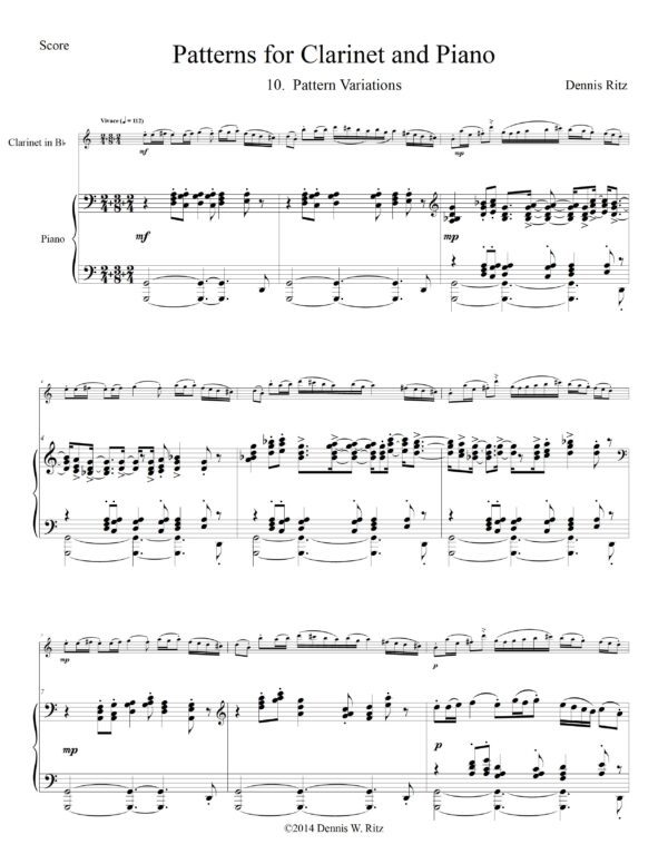 Part ten of “Pattern for Clarinet and Piano”