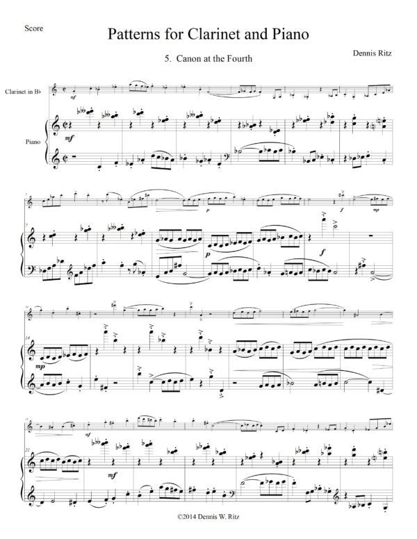 Part five of “Pattern for Clarinet and Piano”