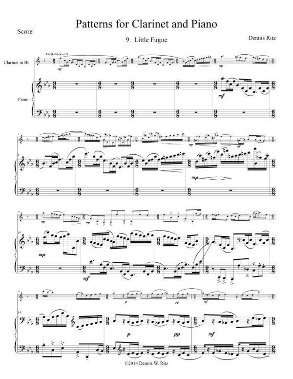 Part nine of “Pattern for Clarinet and Piano”