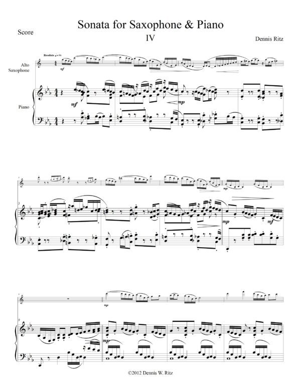 Part four of “Sonata for Saxophone & Piano”