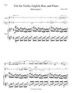 Musical sheet of “Trio for Violin, English Horn, and Piano”